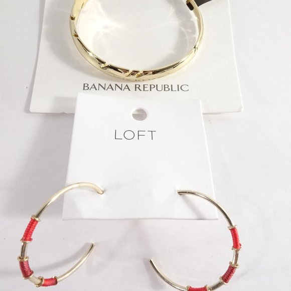 Ann Taylor Hoop Earrings Banana Republic Bracelet - Picture 2 of 8